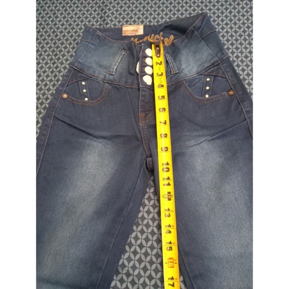 MM JEANS STRETCH DENIM BLUE WAIST 26iN H10 MMK856 SZ 3, BUTT LIFTING  SKINNY... - Picture 5 of 7